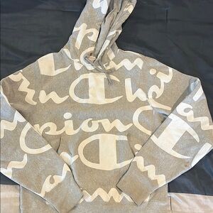 Champion Gray and White Hoodie